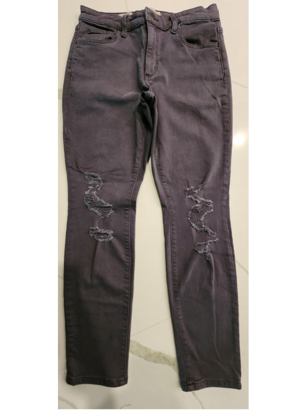 Universal Thread High Rise Skinny Distressed Gray Jeans Women's 10 Stretch